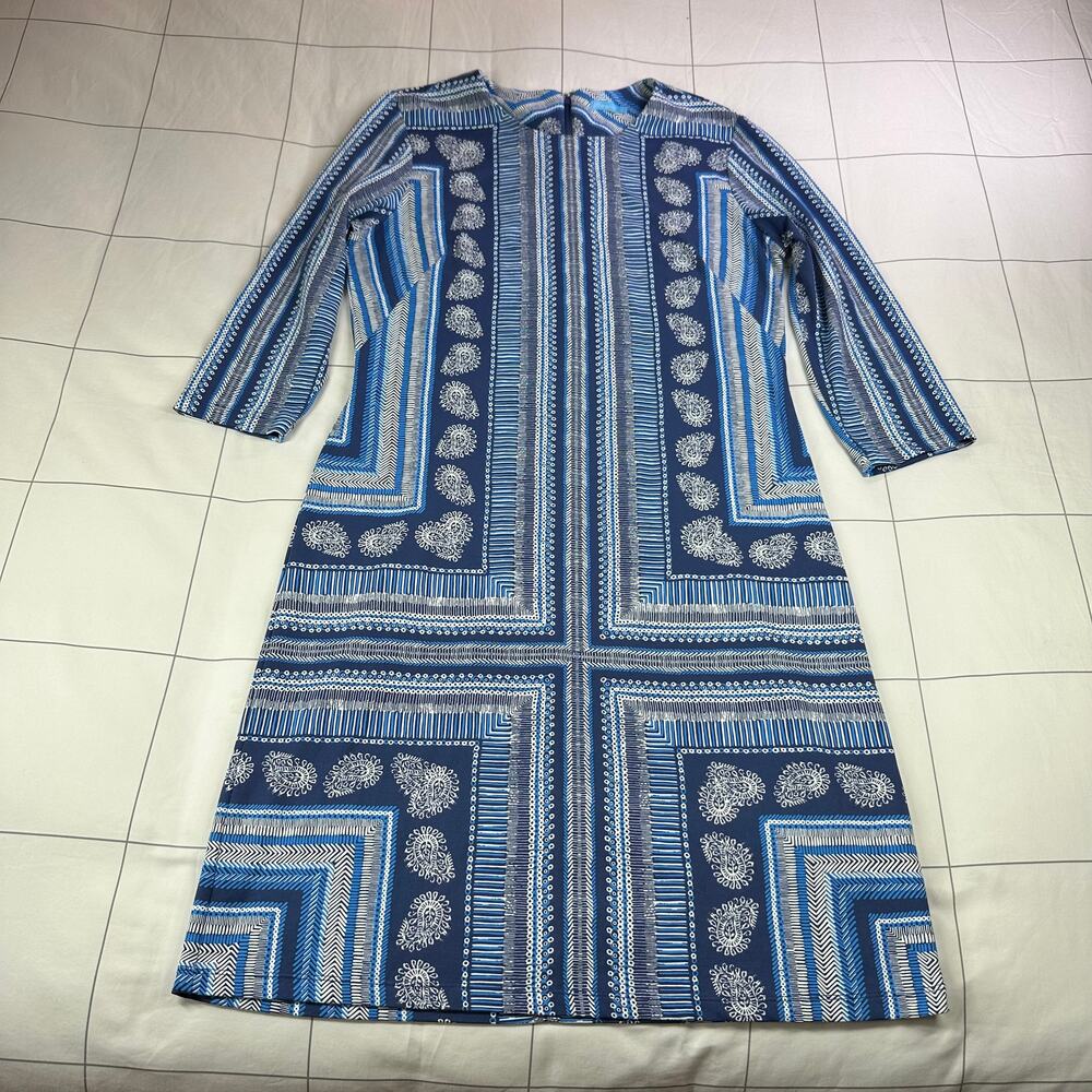 J. McLaughlin Dress Womens Large Blue Sophia Geometric Paisley Shift Catalina